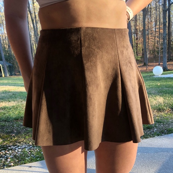 Brown Suede Mini Skirt - Picture 1 of 3
